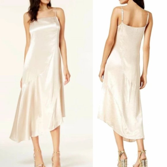 RACHEL Rachel Roy Dresses & Skirts - RACHEL ROY Dress Midi Asymmetrical Slip Dress Maxi Nude Satin Glossy Cocktail